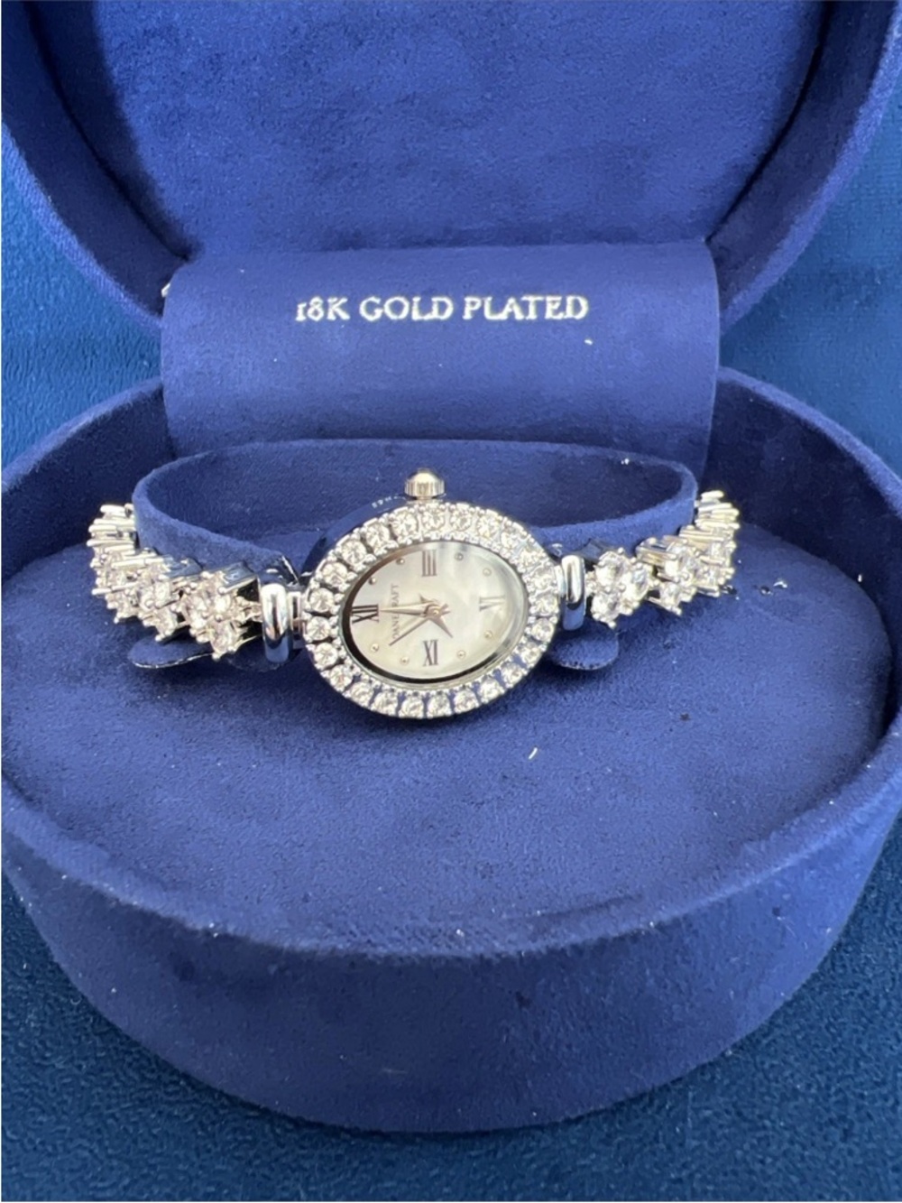 Danecraft 18K Gold Plated Watch Diamond Stones Watch Silver